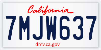 CA license plate 7MJW637