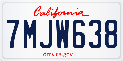 CA license plate 7MJW638