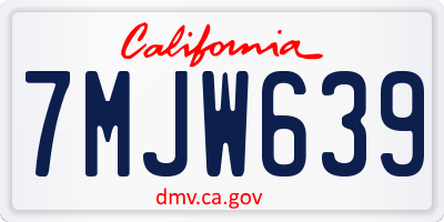 CA license plate 7MJW639