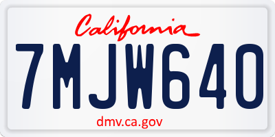 CA license plate 7MJW640