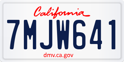 CA license plate 7MJW641