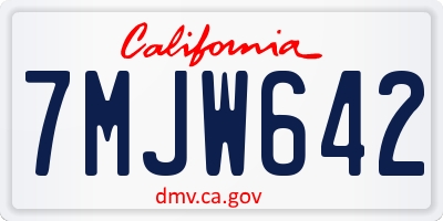 CA license plate 7MJW642