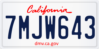 CA license plate 7MJW643