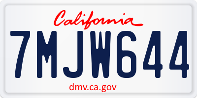 CA license plate 7MJW644