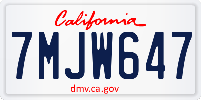 CA license plate 7MJW647