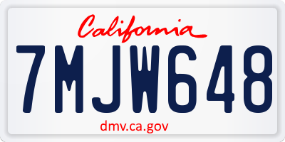 CA license plate 7MJW648
