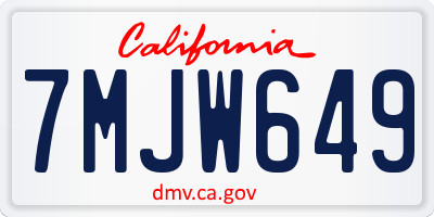 CA license plate 7MJW649