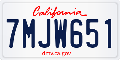 CA license plate 7MJW651