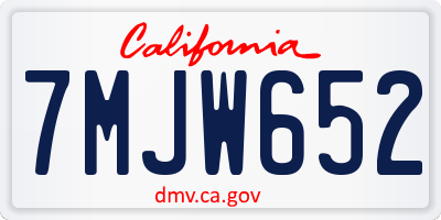 CA license plate 7MJW652