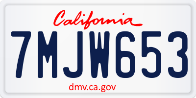 CA license plate 7MJW653