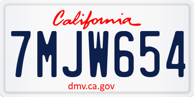 CA license plate 7MJW654