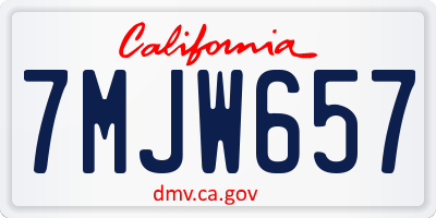 CA license plate 7MJW657