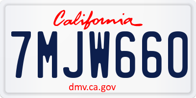 CA license plate 7MJW660