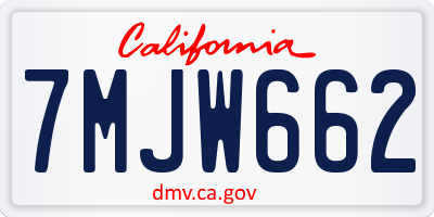 CA license plate 7MJW662