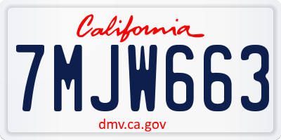 CA license plate 7MJW663