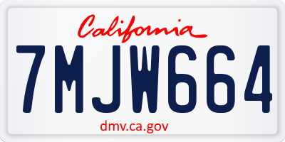 CA license plate 7MJW664