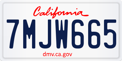 CA license plate 7MJW665