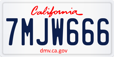 CA license plate 7MJW666