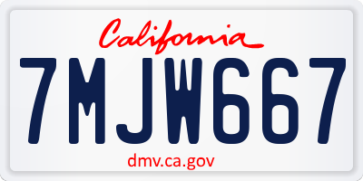 CA license plate 7MJW667
