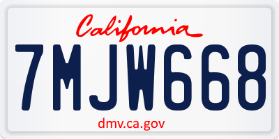 CA license plate 7MJW668
