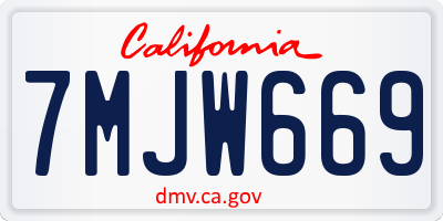 CA license plate 7MJW669