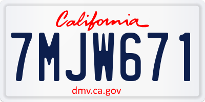 CA license plate 7MJW671