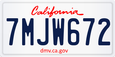 CA license plate 7MJW672
