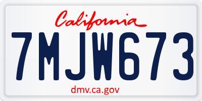 CA license plate 7MJW673