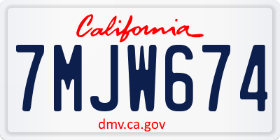 CA license plate 7MJW674