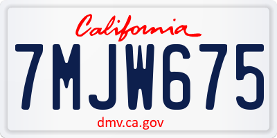 CA license plate 7MJW675
