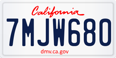 CA license plate 7MJW680