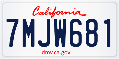 CA license plate 7MJW681