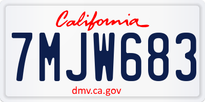 CA license plate 7MJW683