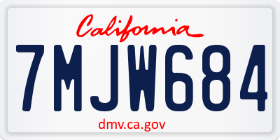 CA license plate 7MJW684