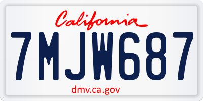 CA license plate 7MJW687