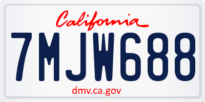CA license plate 7MJW688