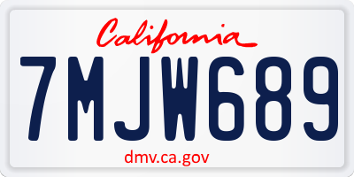 CA license plate 7MJW689