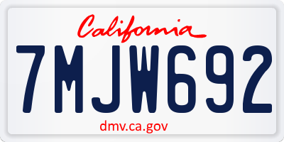 CA license plate 7MJW692