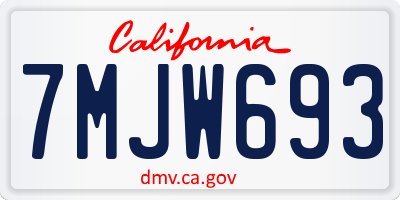 CA license plate 7MJW693