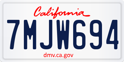 CA license plate 7MJW694