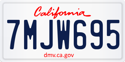 CA license plate 7MJW695