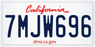 CA license plate 7MJW696