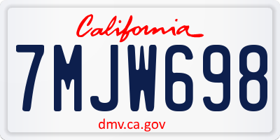 CA license plate 7MJW698