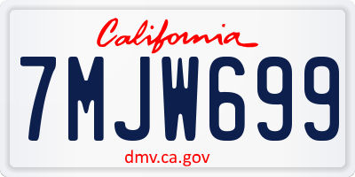 CA license plate 7MJW699