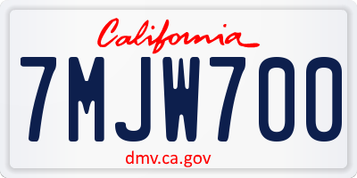 CA license plate 7MJW700