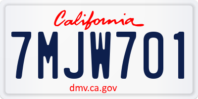 CA license plate 7MJW701