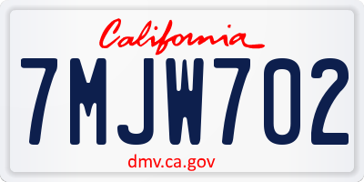 CA license plate 7MJW702