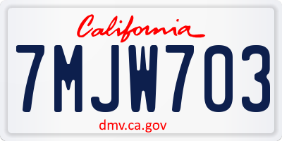CA license plate 7MJW703