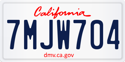CA license plate 7MJW704