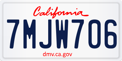 CA license plate 7MJW706
